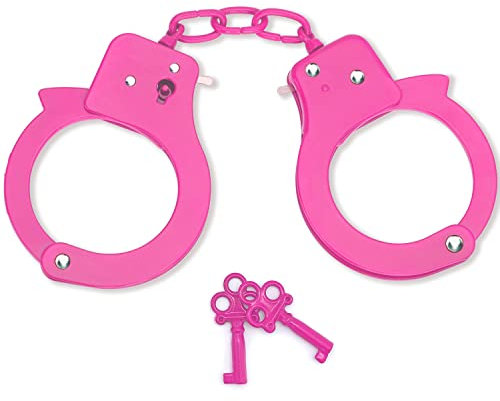 JUNRUI Handschellen für Kinder, Spielzeug Handschellen aus Metall mit Schlüssel Handschellen Zubehör für Polizeispiele Party Requisiten Polizei Spiel Handschellen für Kinder (Rosa)