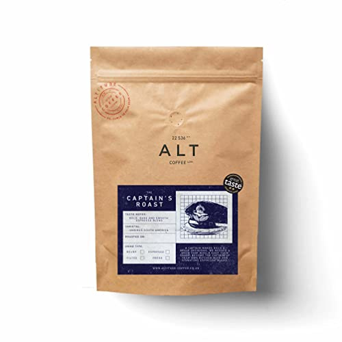 Altitude Coffee London - The Captain's Roast Espresso Coffee Blend, Chocolate/Orange/Walnut, Medium/Dark Roast, Whole Beans (500g)