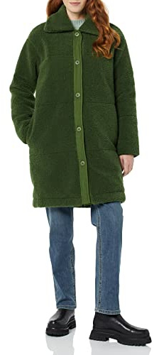 Amazon Essentials Women's Oversized Teddy Sherpa Coat, Olive, Large