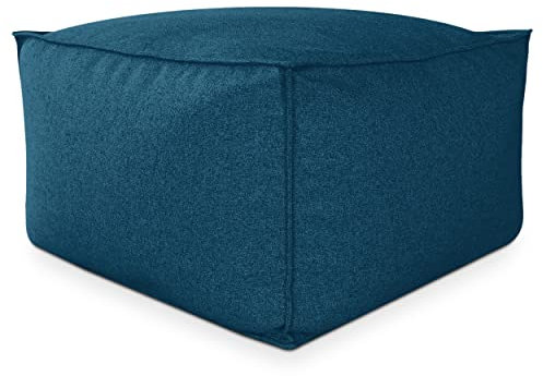 Deshome - Sitzhocker Sitzpouf Pouf 80x80x50 cm mit abnehmbarem Polster für Innen- und Außenbereich: Sitzpouf Design für Sofa, Wohnzimmer, Schlafzimmer, Sitzhocker, Light Pouf Blau