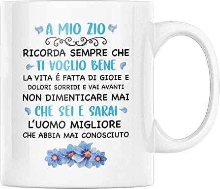 Vulfire Zio Tazza in Ceramica con Dedica Ti voglio bene, Idea Regalo di Compleanno Originale, Frase Speciale, Regalo per la Famiglia, Colazione Caffè