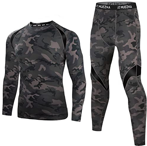 Muezna Men’s Long Johns Thermal Underwear Set, Top and Bottom Underwear Base Layer Soft Fleece Lined