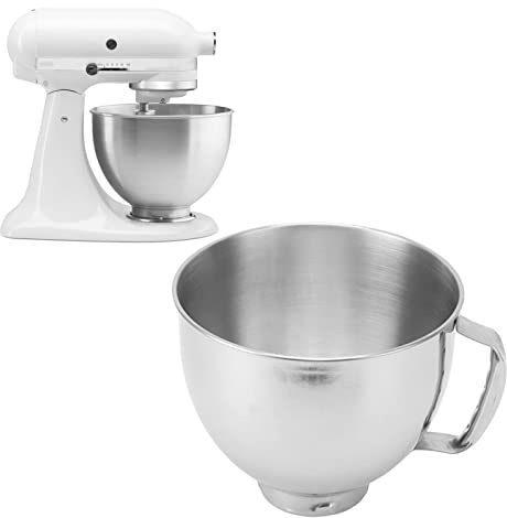 Edelstahl Rührschüssel für KitchenAid Cassic 4.5Q & Artisan 5QT-Serie Edelstahlschüssel mit Griff Rührschüssel Ersatz Mixer Zubehör Spülmaschinenfest