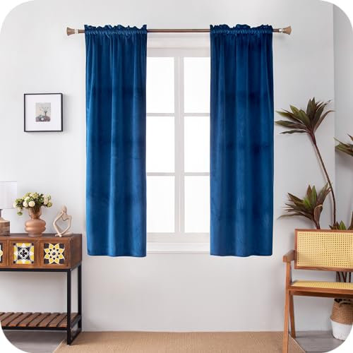 GIRASOLE HOME Coppia Tende Adelaide Morbide Oscuranti Termiche in Velluto 2 Pannelli da 55x150cm con Tasca, Blu