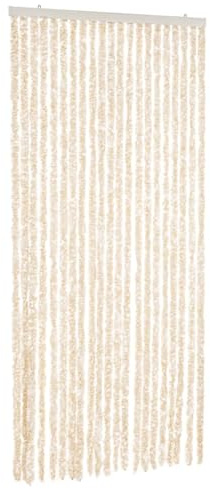 vidaXL Cortina antimoscas Chenilla Beige y Blanco 90x220 cm
