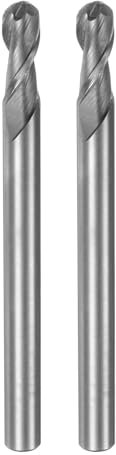 sourcing map 2pcs 8mm Cutting Dia Helical Groove 2 Flutes HSS-AL Ball Nose End Mill Cutter