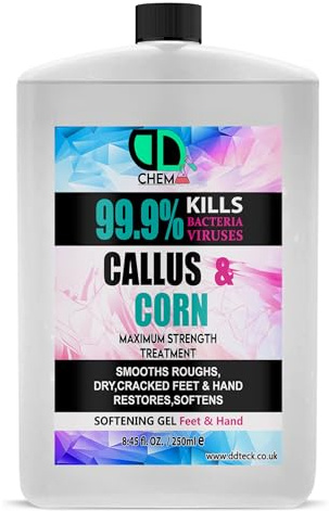 DD Teck Corn & Callus Remover Spray for Feet – Maximum Strength Hard Skin & Cracked Heel Treatment – Fast Acting Liquid Gel for Rough, Dry Skin (250ml Postel)