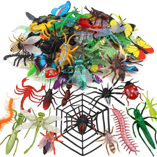 DOITEM 62 PCS Insectos Realistas de Plástico para Niños, Juguetes Educativos con Figuras para Halloween