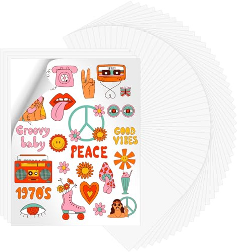 HTVRONT Carta adesiva per sublimazione – 50 pezzi bianco lucido impermeabile sublimazione adesivi 21,6 x 27,9 cm per la decorazione