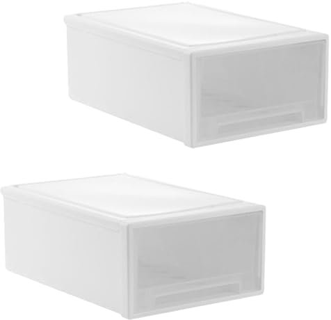 YunBey 2 Cajones Organizadores Plastico Cajones Almacenaje Apilable Organizador Escritorio Cajones para Oficina Dormitorios Cocinas Escuela (27 x 19 x 10,5 CM)