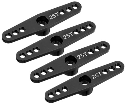 sourcing map 4 Pcs Aluminum Servo Horn 25T Servo Horn Steering Double Arms 47mm Length Black Suitable for DIY RC Car/Boat/Airplanes Boat Model Accessories