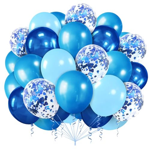 100 Pièces Ballons Latex Bleu pour Garçon Anniversaire, Mariage, Baby Shower - Ballons Helium Bleu Inclus