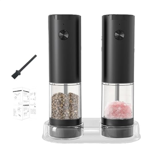 Molinillo de sal eléctrico, molinillo de pimienta de grosor ajustable, juego de molinillos de sal y pimienta recargables, molinillo de sal y pimienta de cocina, molinillo de pimienta a pilas para el