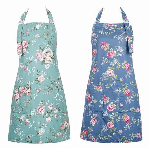 Ceeyoll Grembiule Cucina Donna, Grembiule Floreale Da Cucina E Da Forno Grembiuli Floreali Per Ragazza, Grembiuli Da Cucina Per Uomo E Donna, Adatto Per Cucinare, Lavori Domestici. (Blu scuro)