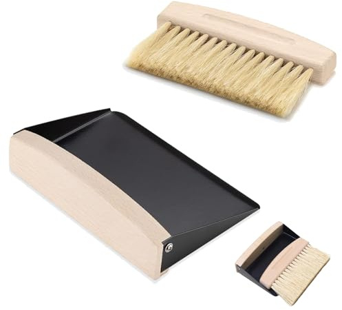 CAAGGMM Tischbesen, Tischbesen Besen und Kehrschaufel Set, Mini Besen Tischfeger, Set aus Kehrschaufel und Besen, Einen Mini Desktop Besen in der Hand Halten, für Zuhause, Büro und Küche, Schwarz