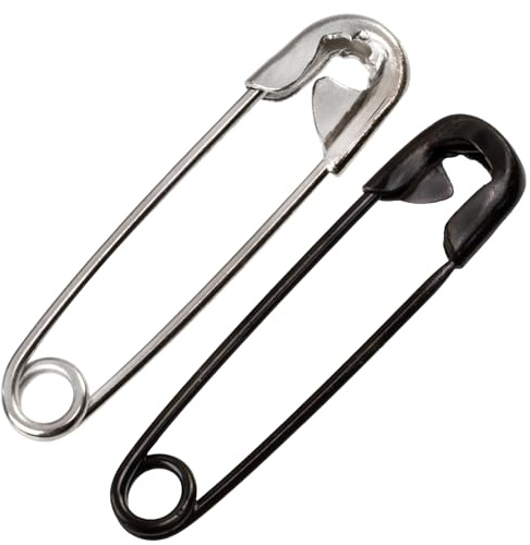 AERZETIX - Set di 72 spille da balia classiche 22mm - in metallo - colore argento e nero - lavori di cucito tessile artigianato gioielli