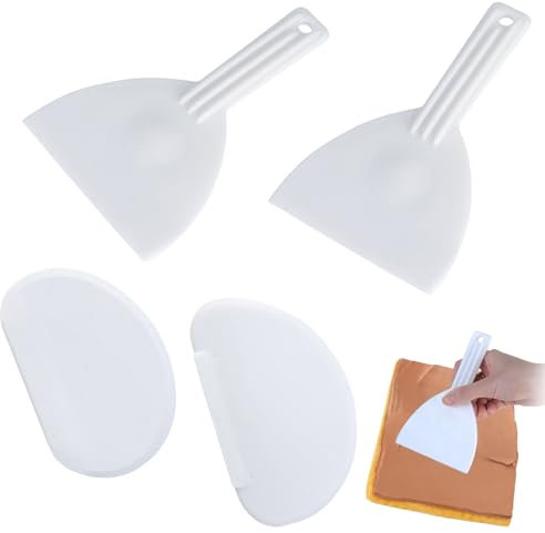 Pack of 4 dough spatulas, pizza spatula, dough card, pizza dough spatula, pizza spatula, plastic spatula with hanging holes, dough spatula for comfort, space-saving, pastry bread baking (white)