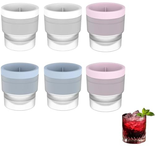 6Pcs Ice Ball Mould, Silicone Ice Ball Makers, Round Ice Cube Moulds for Whisky, Cocktails, and Soft Drinks, Large Sphere Ice Cube Mould for Home and Party Use