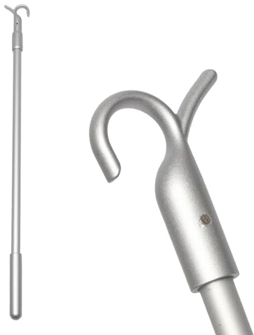 Telescopic Aluminum Window Pole Opener 24 Inch Loft Ladder Pole with Hook Easy to Use for Replacement Home and Office Broken Pole Hook Window Shutter Vertical Blinds Control Rod Accessory