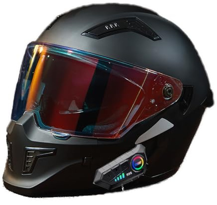 Frcychri Casque Moto Modulable Bluetooth, Casque Moto Intégral Homologué ECE avec Visière Solaire, Casque Moto Homme Avant Rabattable Modulaire, Casque Moto pour Hommes/Femmes B,Large