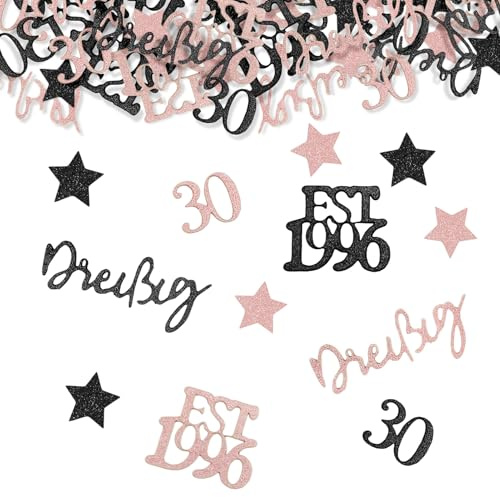Konfetti 30. Geburtstag Deko,Streudeko 30 Geburtstags Rosegold | 150 Stück Streudekos Konfetti Tischdeko 30 mit Glitzer,30. geburtstag deko, streudeko Geburtstage 30 Jahre Frauen Männer