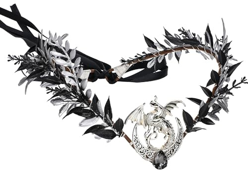 PartyforU Feen Elfen Haarreif Waldelfe Kostüm Kopfbeschlag Kristall V - Form Florale Diadem Cosplay Mond Gotischer Drachen Blumenkranz Kopfschmuck Krone Damen Männer Accessoires