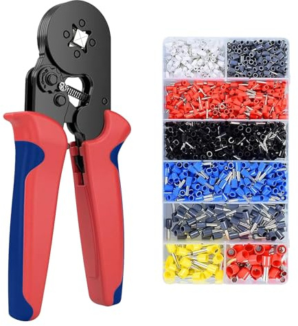 RVERPROS Lot de pinces à sertir - Pince à sertir automatique - 0,25 à 10 mm² - Pince à sertir - Avec 1200 ferrules - Pour usage domestique et industriel