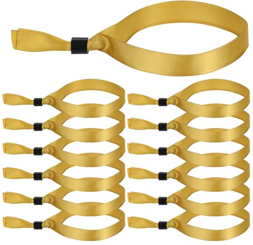 LVNRIDS 100 Stück Stoff Einlassbänder Eintrittsbänder Gold, Festival Bändchen Partybänder mit Verschluss Einweg-Stoffarmbänder für Geburtstag Hochzeit Konzerte Ausstellung