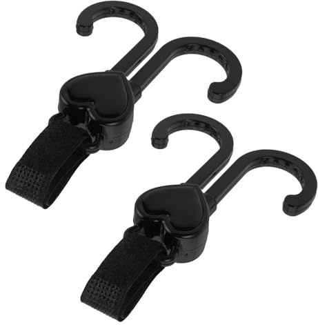 Ganchos para Cochecito Doble 2 Piezas, Negro Abs PC Mosquetón