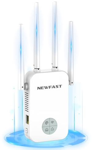 NEWFAST Ripetitore WiFi Potente 1200Mbps WiFi Extender Dual Band 2.4G/5GHz
