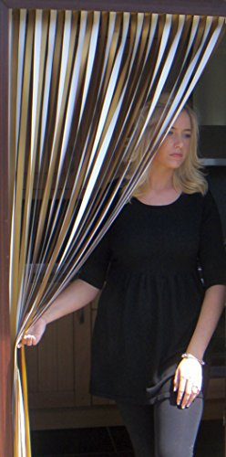 Der Jalousien Bänder für die Türen, kratzbeständige Tierchen und den mouches- 'gold/weiß'-80 cm Breite