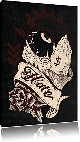 Pixxprint Dark Hate black Bild, Größe: 100x70cm, Leinwandbild, fertig gespannt, Wandbild, Dekoration, Kunstdruck, kein Poster