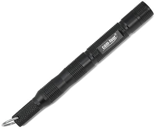 com-four® Mini Tactical Pen Outdoor Überlebenstool Multifunktion taktisches Werkzeug Feuerstein Magnesium + Kompass (schwarz)
