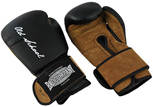 Bad Company Boxhandschuhe aus Leder I Modell Old School I Für das Boxtraining, Sparring und Wettkampf-Boxen I Gewichtsklassen 10 oz - 16 oz I Schwarz/Braun