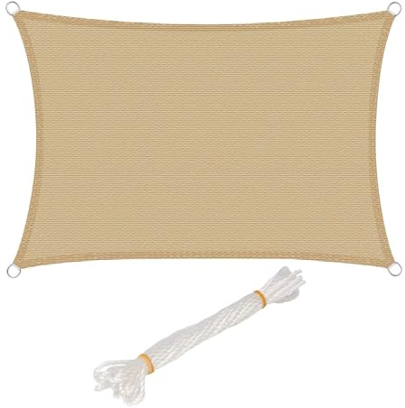 WOLTU Toldo Vela de Sombra Rectangular 2x4 m HDPE Transpirable Anti Rayos UV Solar protección 85% Resistente y para Jardín, Patio, Exteriores Arena, Arena