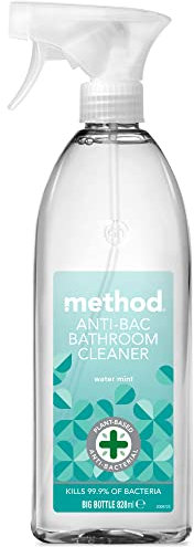 Method Antibacterial Spray Refill, Bathroom Cleaner, Powerful Formula Kills 99.9% of Bacteria, Water Mint Scent, Pack of 1, 1 x 828 ml