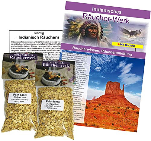 Palo-Santo Räucherholz Holz Granulat zum räuchern 2X 60ml Räucherwerk für Rauhnächte + Schutz + Hausreinigung + Meditation. Mit Räucheranleitung, Beschreibung Indianisches Räucherwissen. 81053-5