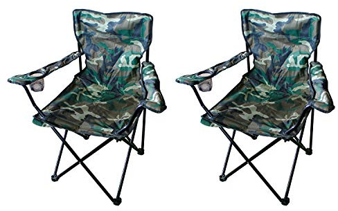 2 Stück Anglersessel Campingstuhl Faltstuhl Anglerstuhl Regiestuhl Camouflage mit Getränkehalter und Tasche