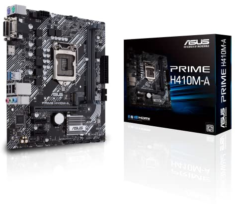 ASUS PRIME H410M-A, Scheda madre Intel H410 (LGA 1200) micro-ATX con supporto M.2, DDR4 2933MHz, HDMI, D-Sub, DVI, porte USB 3.2 Gen 1, SATA 6 Gbps, porta COM, porta TPM