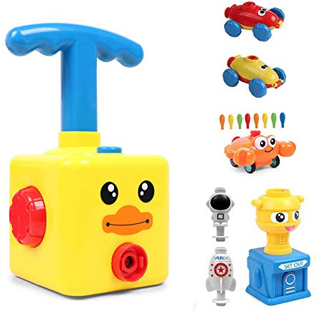 HOWADE Ballonbetriebenes Startauto, aufblasbare Ballonpumpe, Handschieber, Mini-Kunststoff, Luft-Power-Ballonrennfahrzeug, Auto-Spielzeug für Kinder, Geschenk