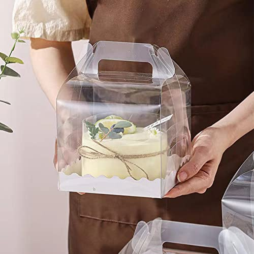 DZOZO Transparenta tårtlådor i plast, 10 stycken, 12,7 cm (5 tum), fyrkantig presentlåda i plast, presentationslådor för godis, choklad, desserter