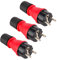 Electraline 92389 Pack de 3 Fiche mâle étanche bimatière en Caoutchouc et Polycarbonate, Protection IP54, Super Solide et Haute visibilité, avec Bague de Blocage du câble Hermétiquement Scellée, Rouge