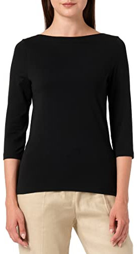 VERO MODA Donna Maglietta Elasticizzato a Manica 3/4, Scollo a Barca, Top Aderente, Manica Lunga., Colore:Nero, Taglia:M