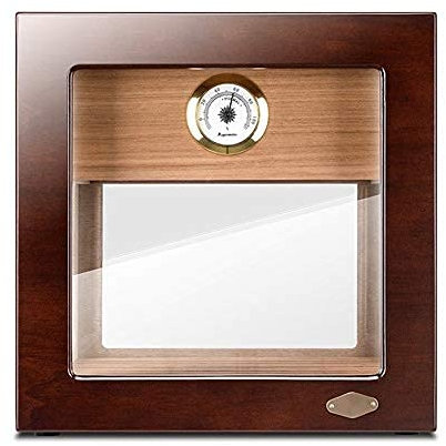 ksamwjf Barware Cigar Box Cigar Transparent Skylight Cigar Box Painted Cigar Box Cigar Cabinet High-end Smoking Set Cigar Storage Box Brass Hinge High Window Double Partition Cooking Dining