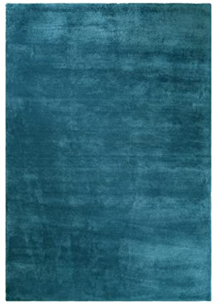 Wecon Home Kuschelig weicher Esprit Hochflor Teppich, bestens geeignet fürs Wohnzimmer, Schlafzimmer und Kinderzimmer LOFT(80 x 150 cm, Petrol türkis)