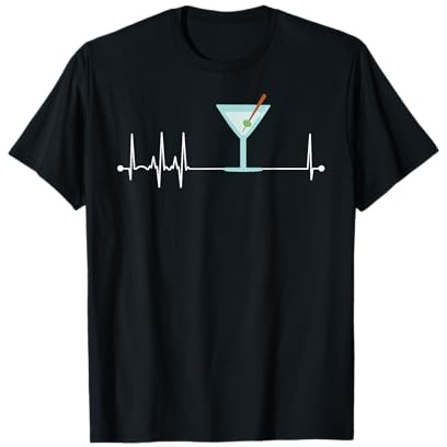 Martini Heartbeat Martini Lover Cocktail Drink Olive Martini T-Shirt