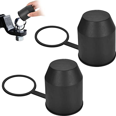 Anhängerkupplung Schutzkappe, 2 Stück Abdeckung für Anhängerkupplungen mit Sicherungsring, Kugelschutzkappe Abdeckkappe Kappe Gummi mit Schlaufe Universal Auto Kugelkopf Kupplung 50 mm Schwarz