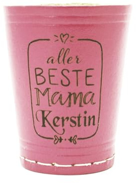 Diamandi Leder Würfelbecher mit Gravur - PINK - Ladies Edition - inklusive 5 Würfeln - Geschenkidee für Mama - persönliche Gravur (Beste Mama)