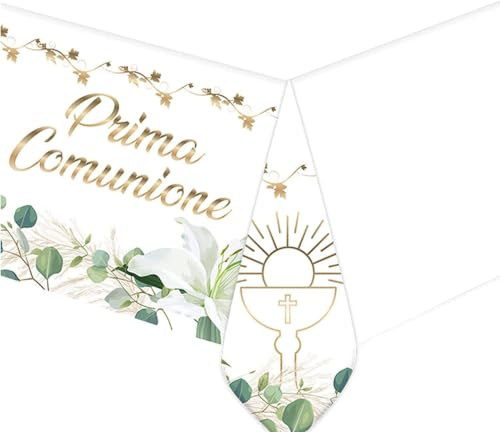 Mantel de plástico para fiesta de primera comunión, 140 x 270 cm, decoración de fiestas