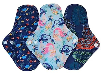Veintitrés Compresa reutilizable Compresas higiénicas ecológicas Toallita menstrual Período Incontinencia Toallas sanitarias de bambú lavables Tamaño 18X23 cm